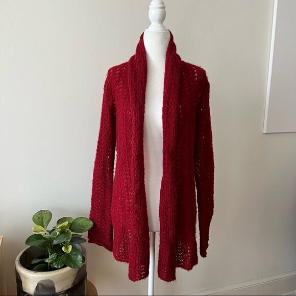 Wooden Ships Red Open Front Cardigan Sweater - Picture 1 of 6
